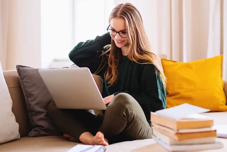 young woman studying